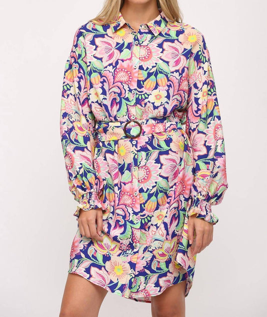 Fate By Lfd - Floral Print Belted Shirt Dress