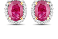 Diana M Jewels Women's Oval Natural Ruby Stud Earrings (1.96 Ct) - Classic in 14k yellow gold - women's jewelry
