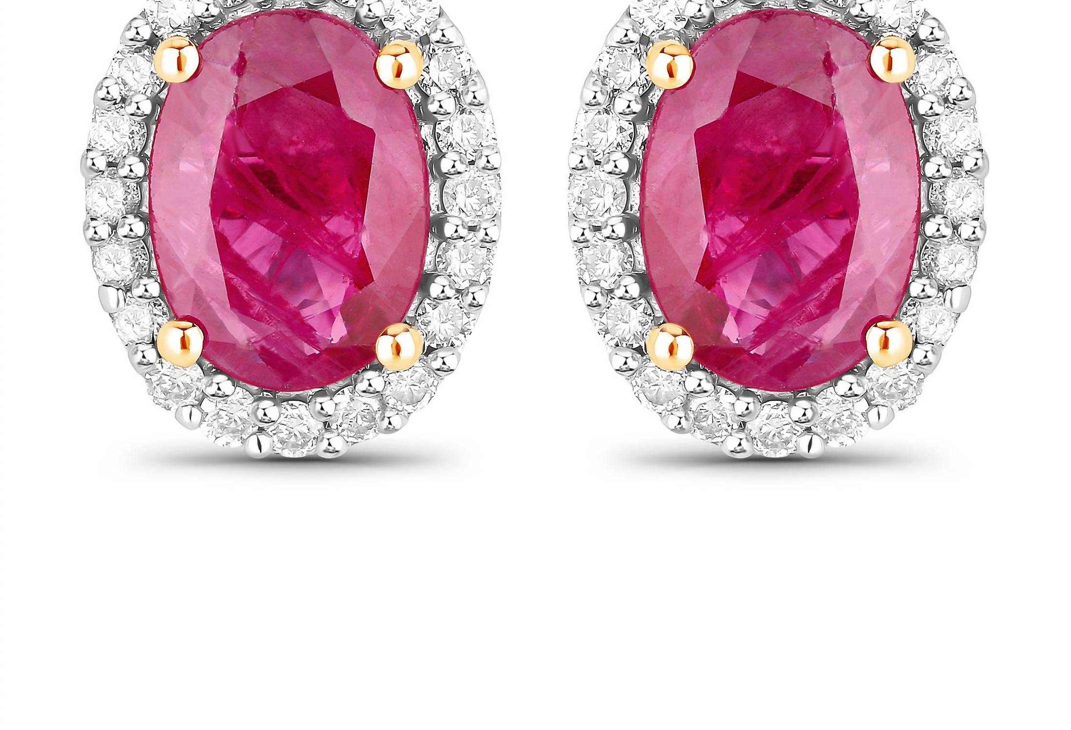 Diana M Jewels Women's Oval Natural Ruby Stud Earrings (1.96 Ct) - Classic in 14k yellow gold - women's jewelry