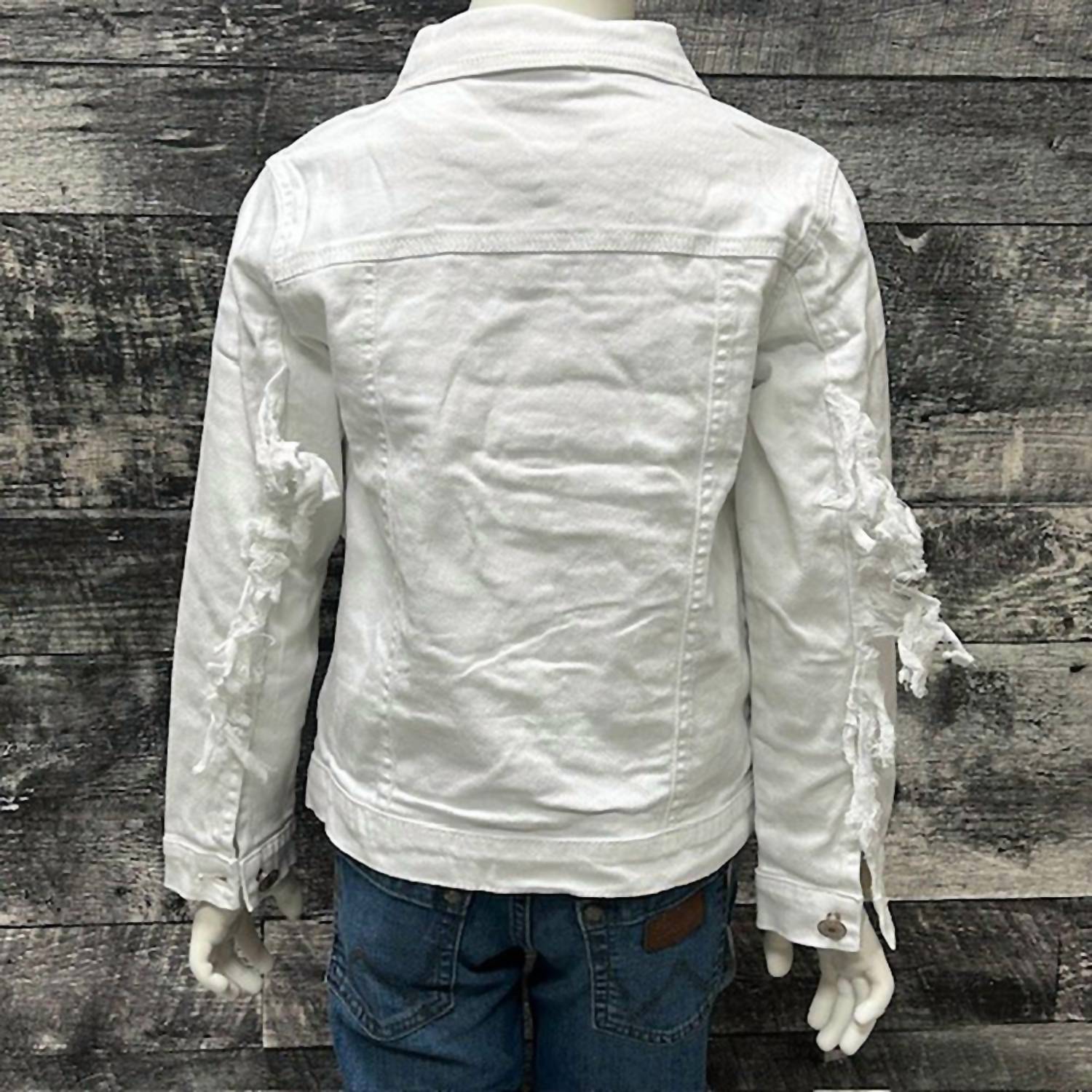 BRATTI MATI Kids Denim Jacket in white - kids' jacket - detail view
