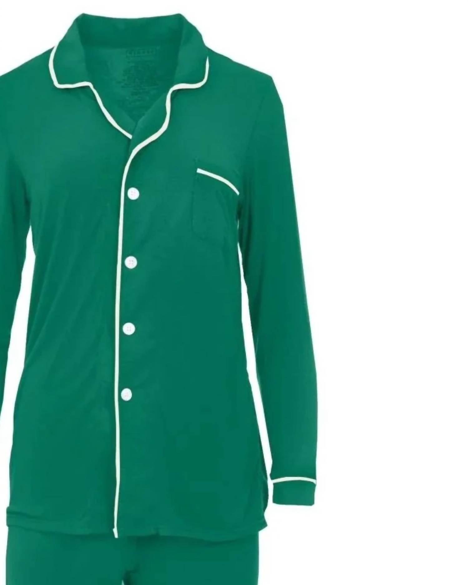 Kickee - Women's Long Sleeve Collared Pajama Set