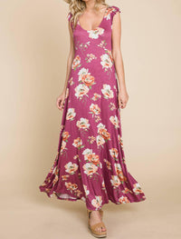 Emerald Collection - Floral Printed Scoop Neck Maxi Dress
