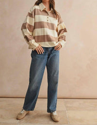 Miou Muse - Long Sleeve Wide Panel Knitted Shirt