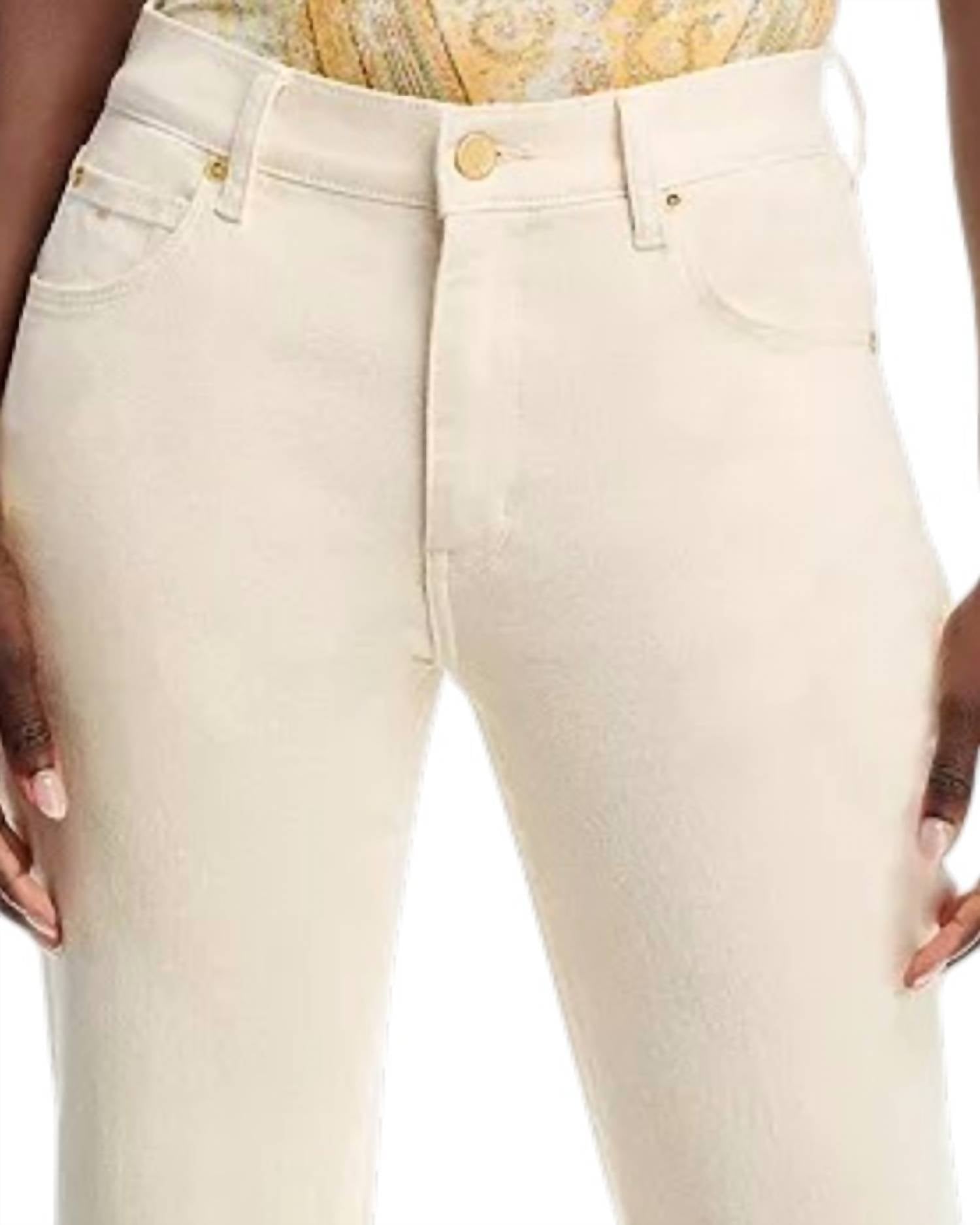 KOBI HALPERIN Mika High Rise Straight Raw Cut Hem Jeans in white - women's jeans - detail view
