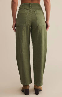 Z Supply Twill Barrel Leg Pants in olive - women's pants - alternate view