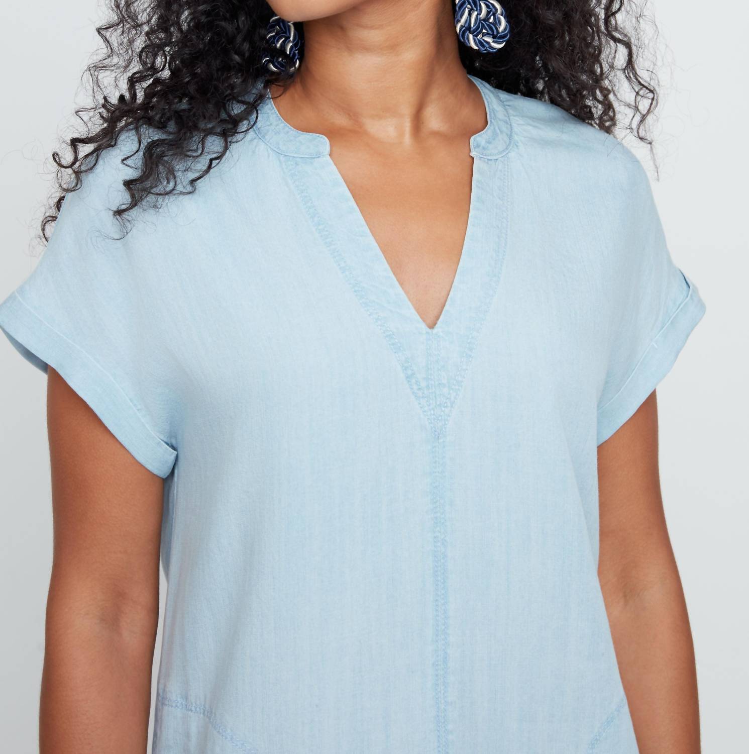 Renuar Soft Breeze Luxe Mini Dress in chambray - women's dress - view 4
