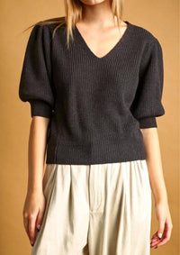 Miou Muse - Puff Sleeve Sweater Top