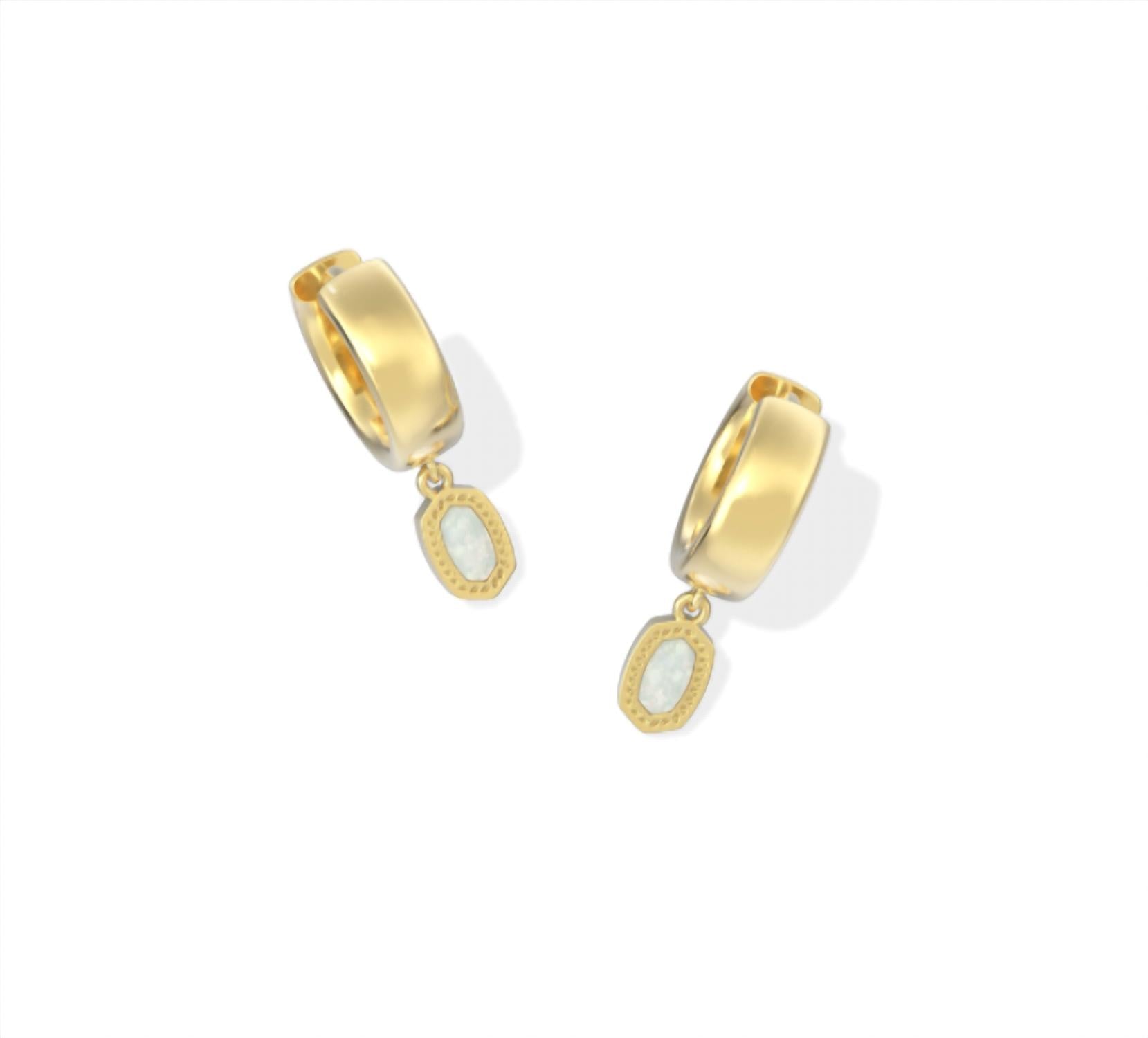 Kendra Scott Women's Mini Ellie Wide Huggie Earrings in gold white opal - women's jewelry