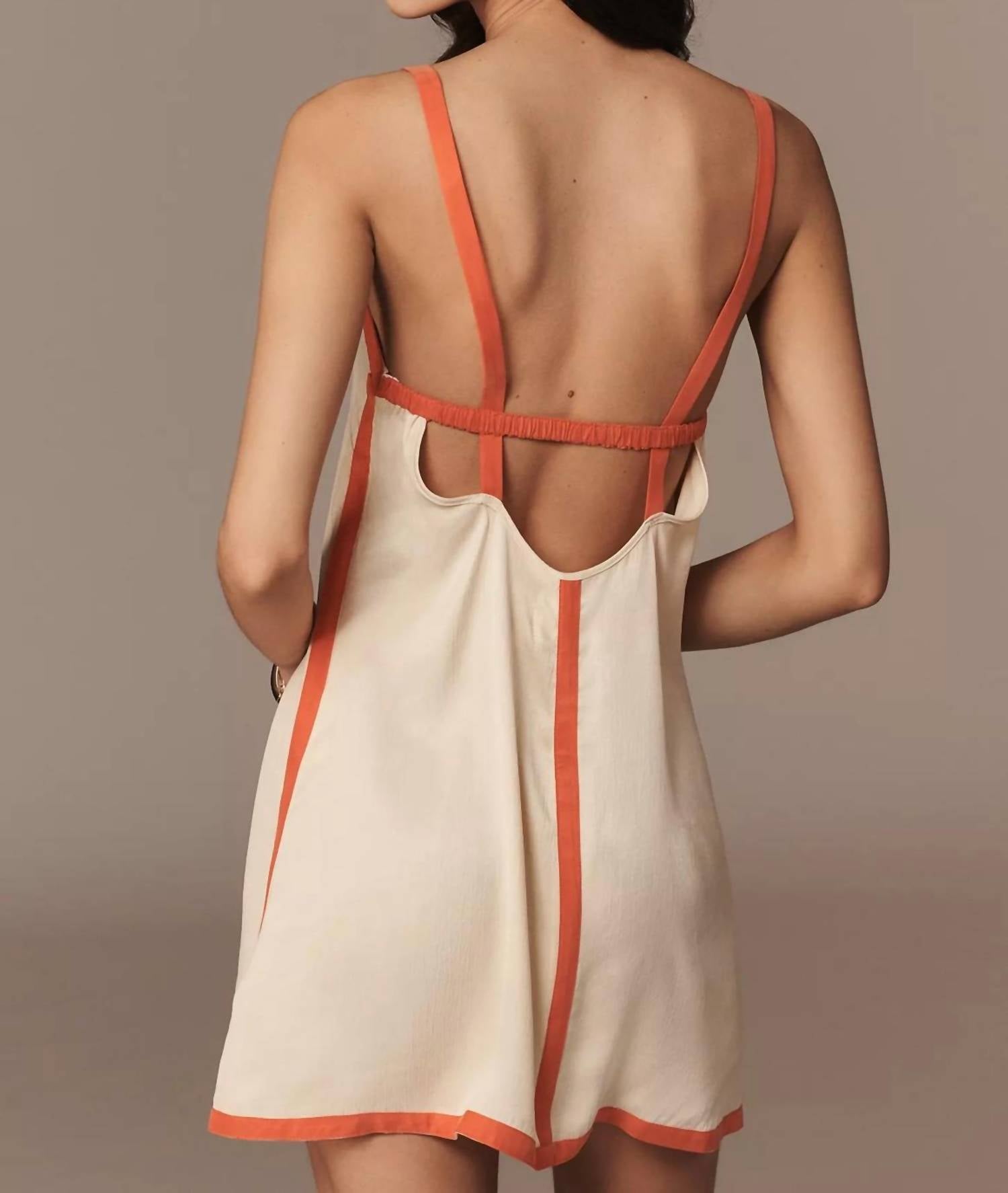 Sancia Paige Square Neck Mini Dress in coral - women's dress - alternate view