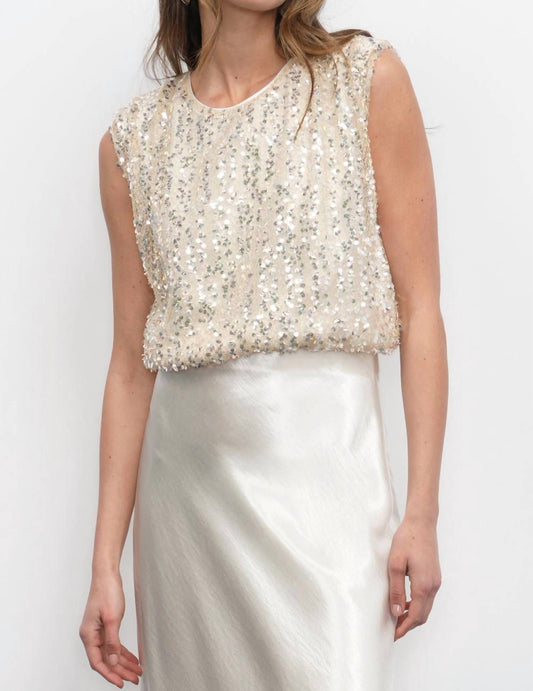 Greylin - Liberty Padded Shoulder Bubble Hem Sequin Top