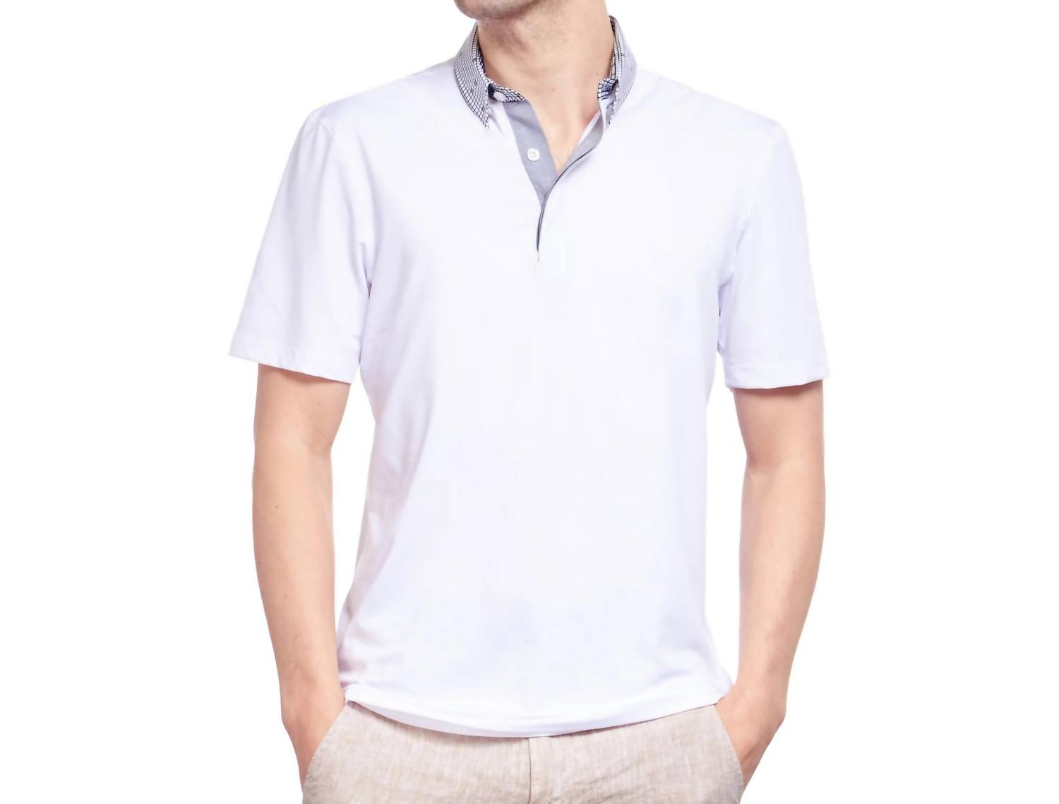 Eight X - Checkered Collar Polo Shirt