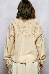 Pol - Felicity Boho Embroidery Button Down Top