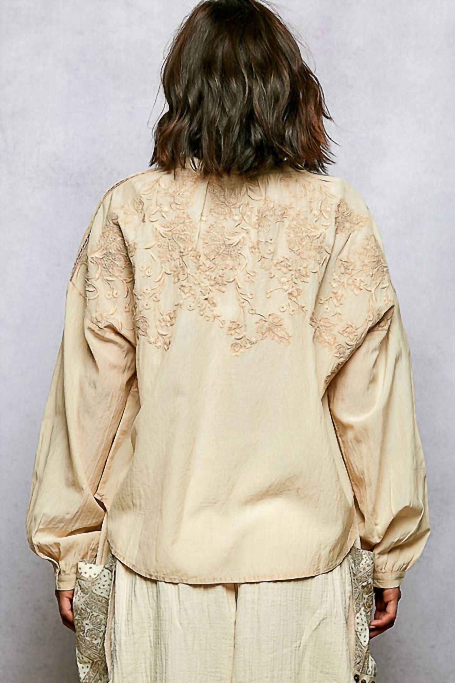 Pol - Felicity Boho Embroidery Button Down Top