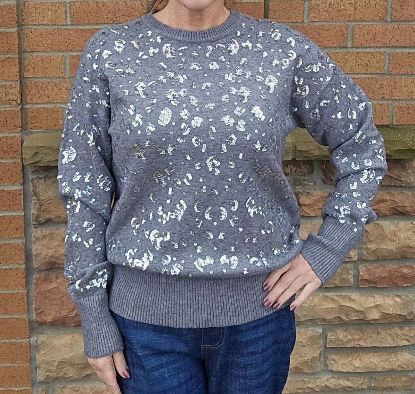 Charlie B - Silver Streak Sequin Sweater