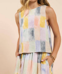Sadie & Sage - Petrichor Sleeveless Top With Back Button Placket
