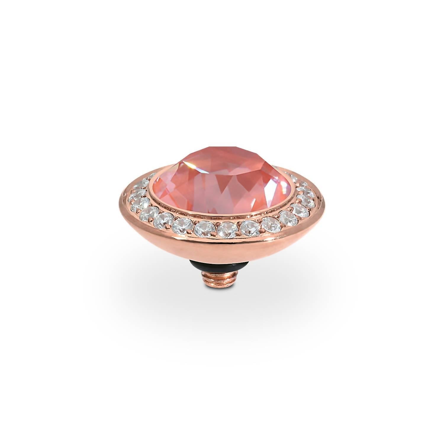 Qudo Women's Tondo Deluxe 13mm Jewelry Topper in crystal maroon ignite rosegold - women's jewelry