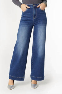 COCO + CARMEN EverStretch High Rise Wide Leg Jeans in blue - women's pants