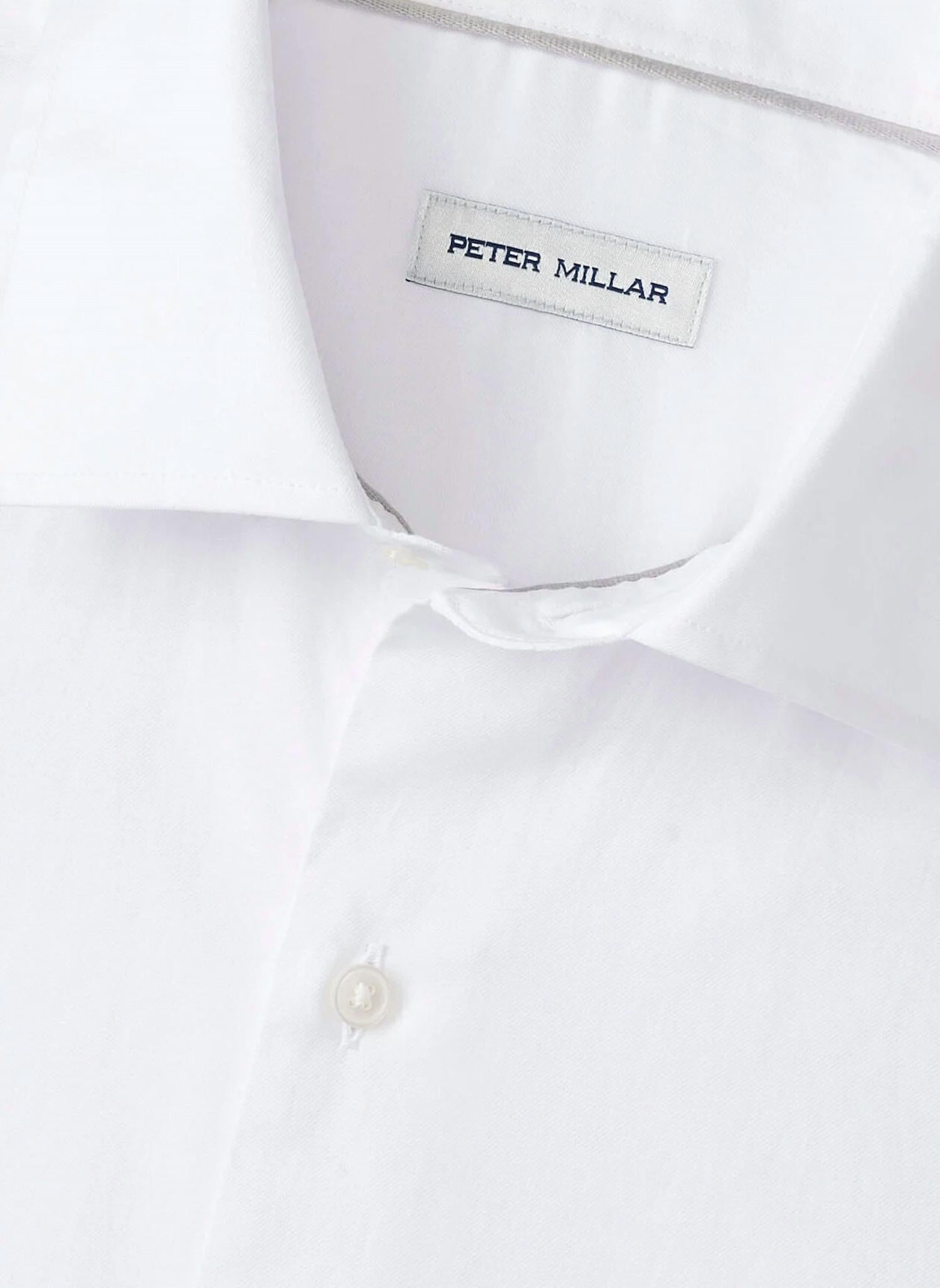 PETER MILLAR Highlands Soft Twill Cotton Shirt in white - men's shirt - alternate view