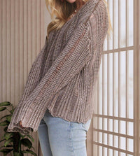 ADORA Mineral Wash Loose Knit Pullover Sweater in mocha - women's sweater - alternate view
