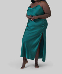 Kilo Brava - Satin Maxi Cowl Slip Dress - Plus Size