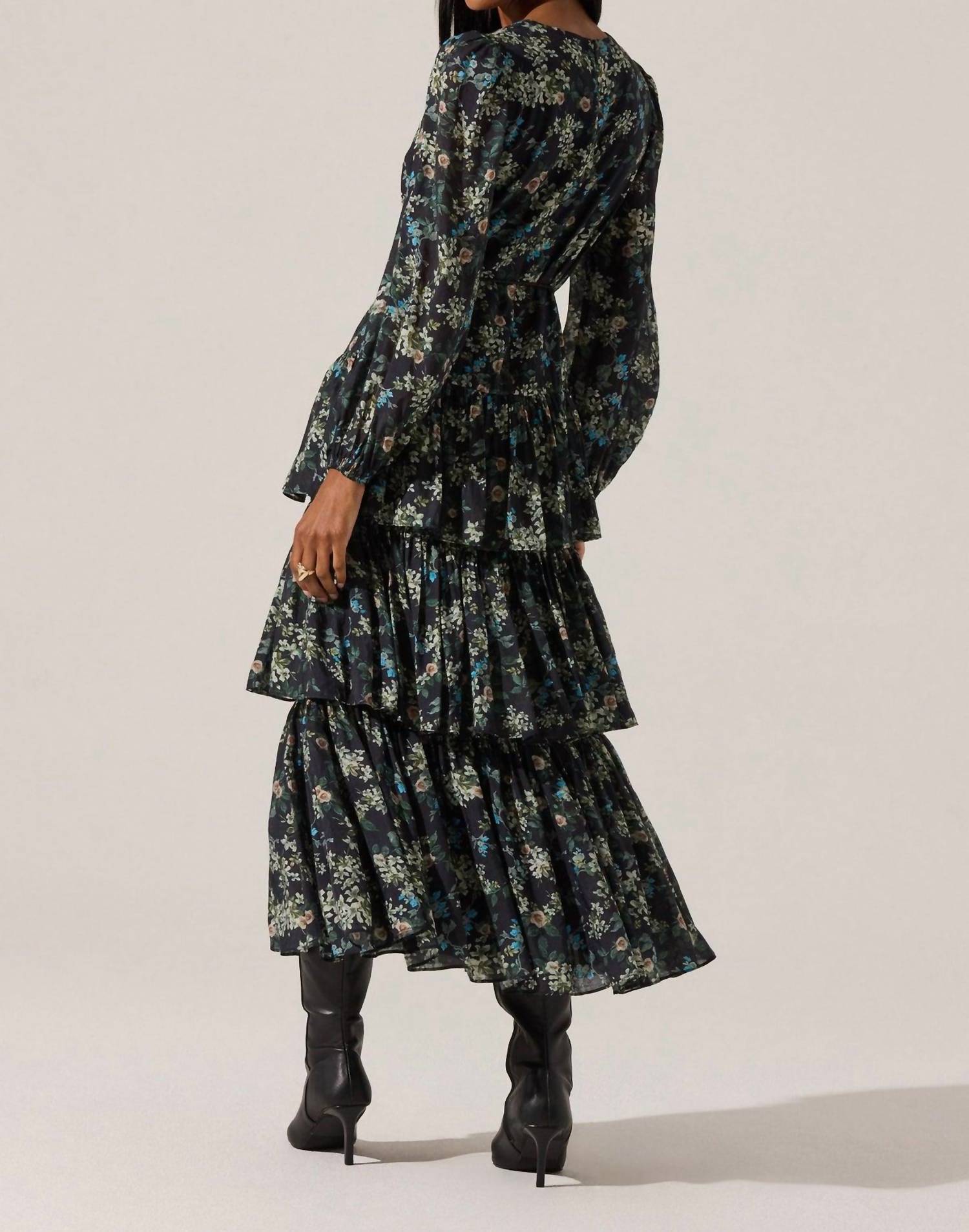 Astr - Franchesca Tiered Ruffle Floral Maxi Dress