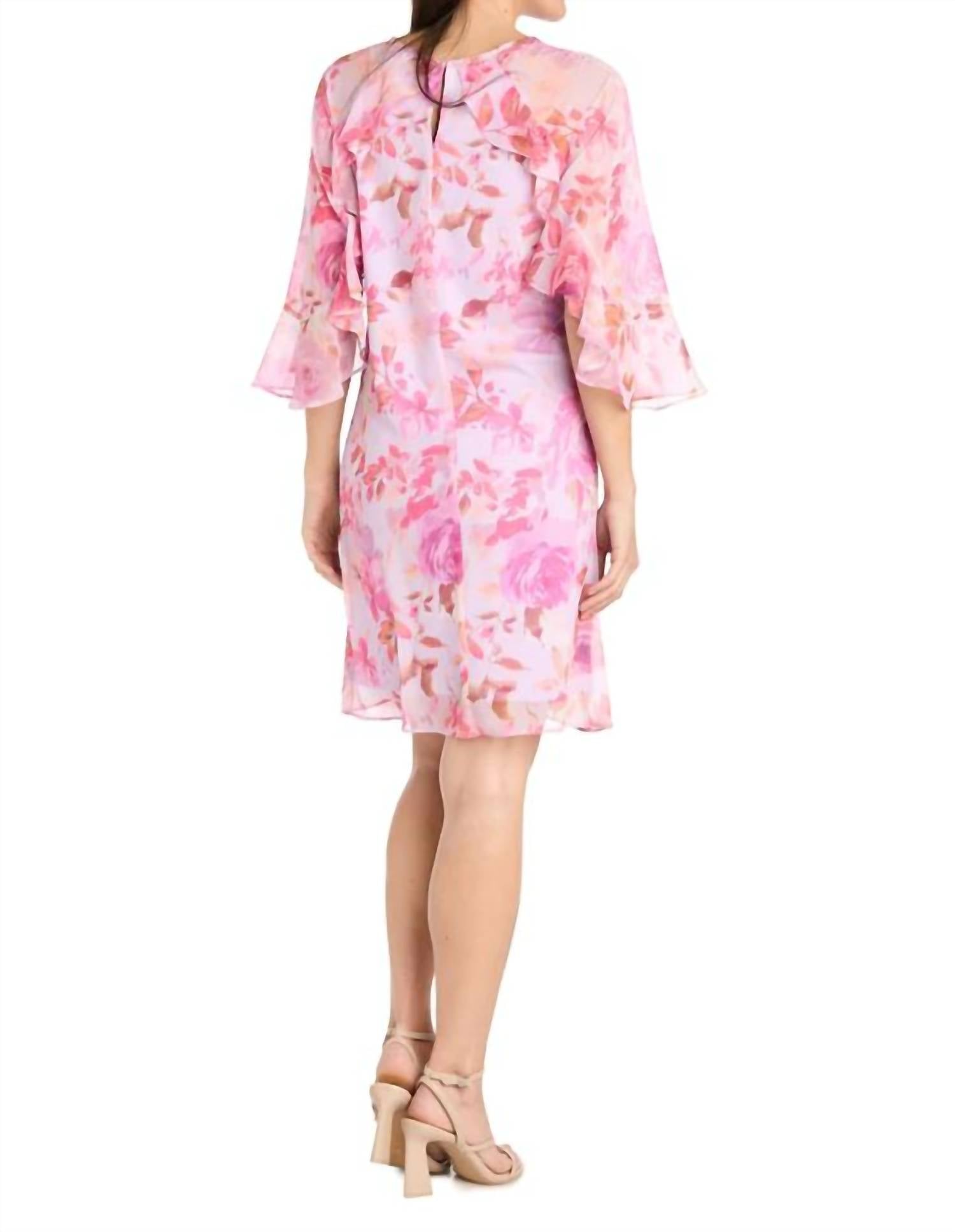 R&M Richards - Ruffle Floral Cocktail Dress