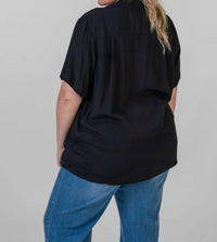 Karen Kane - Button Down Short Sleeve Camp Shirt - Plus