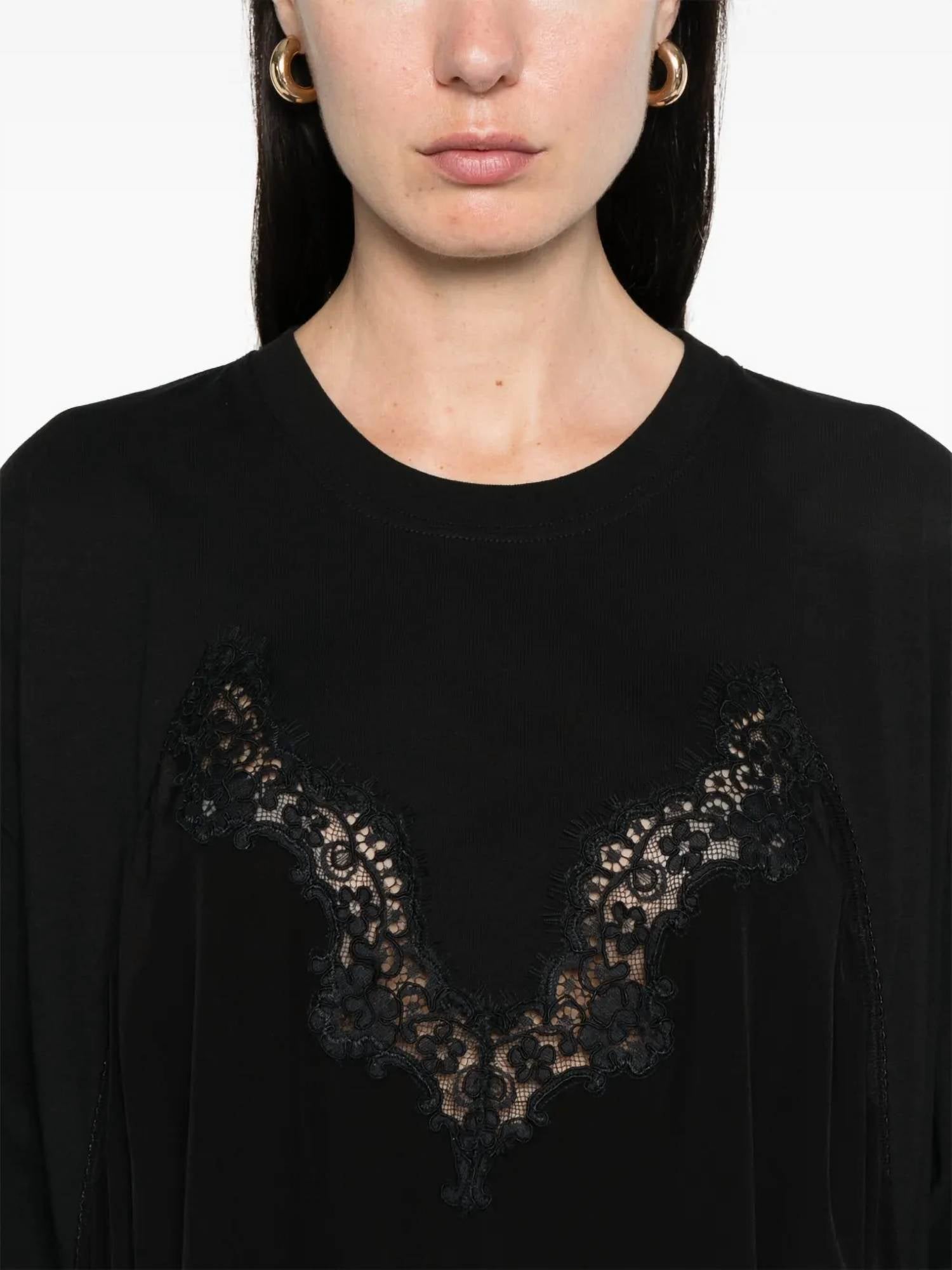 Stella Mccartney - Lingerie Lace Insert Long Sleeve Top