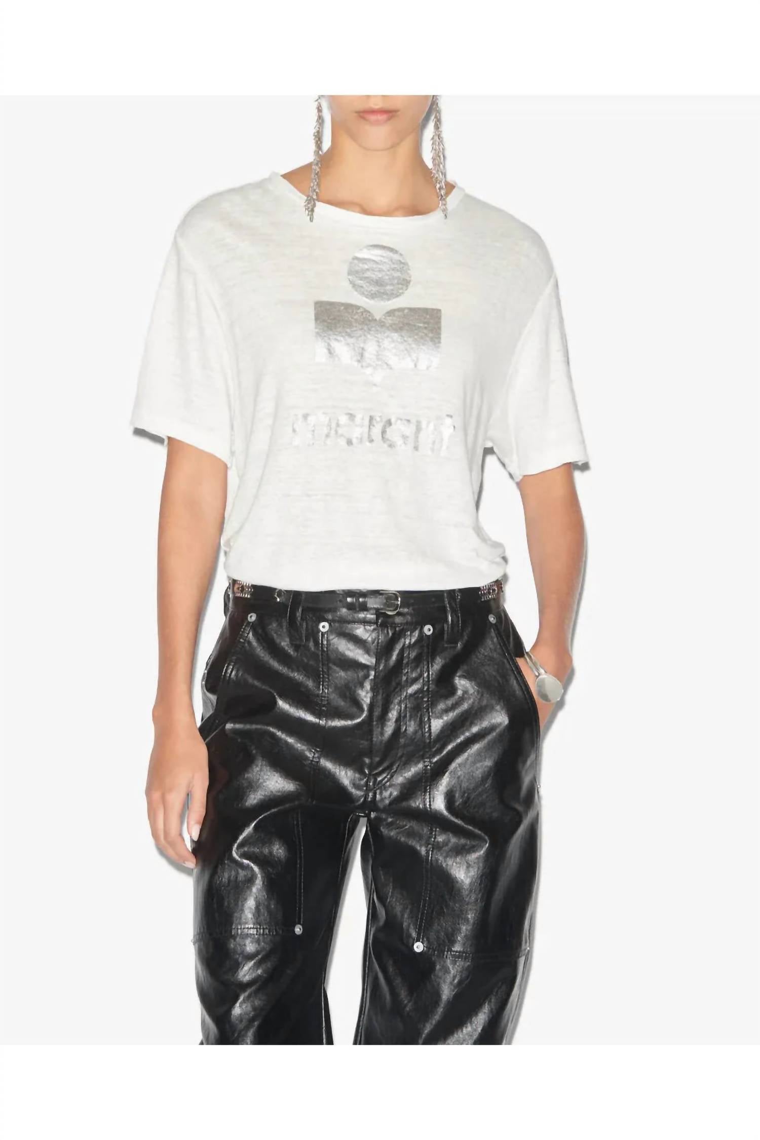 ISABEL MARANT Zewel Logo T-shirt in white - women's t-shirt - detail view