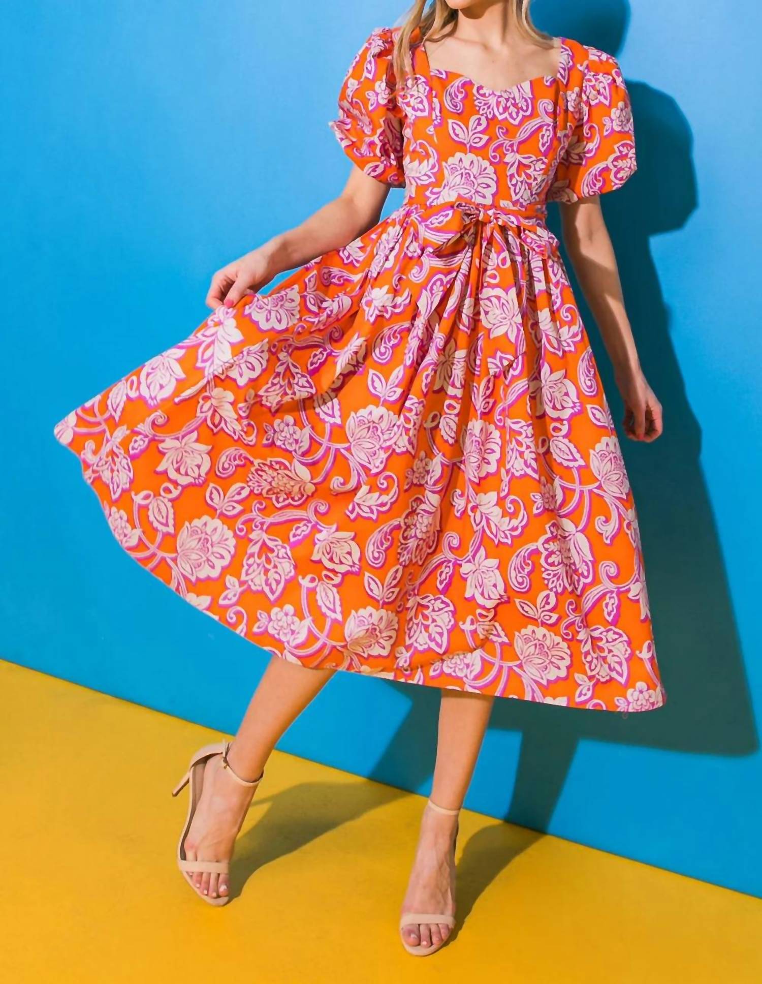 Flying Tomato - Printed Poplin Midi Dress
