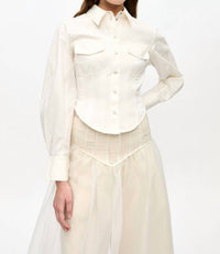 Ganni - Washed Stretch Cotton Corset Shirt
