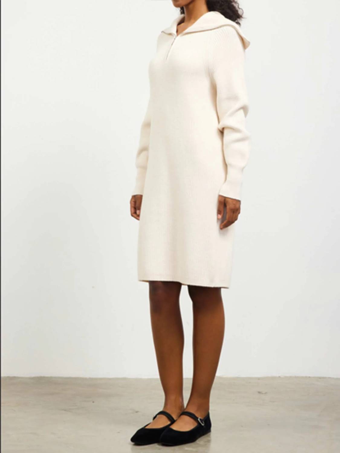 Skies Are Blue - Zip-Up Mock Neck Sweater Dress