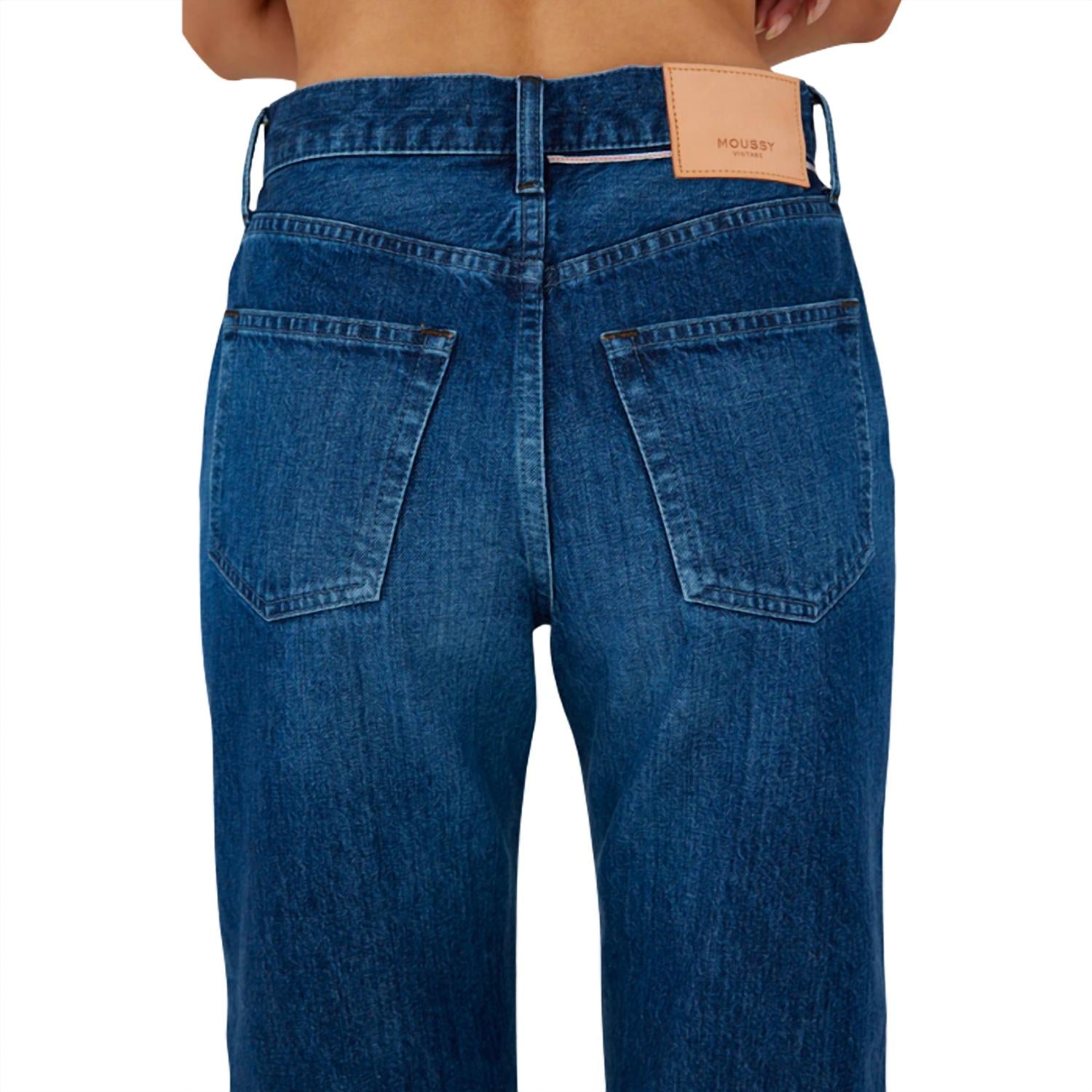 Moussy Corcoran Wide Straight-cropped Jean in blue - women's jeans - view 4