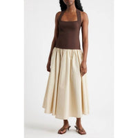 Lucy Paris - Sevilla Mixed Media Halter Maxi Dress