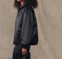 THE GREAT. Satin Coaches Jacket in black - women's jacket - alternate view