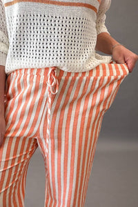 Cozy Co. - Striped Wide Leg Elastic Waistband Pants