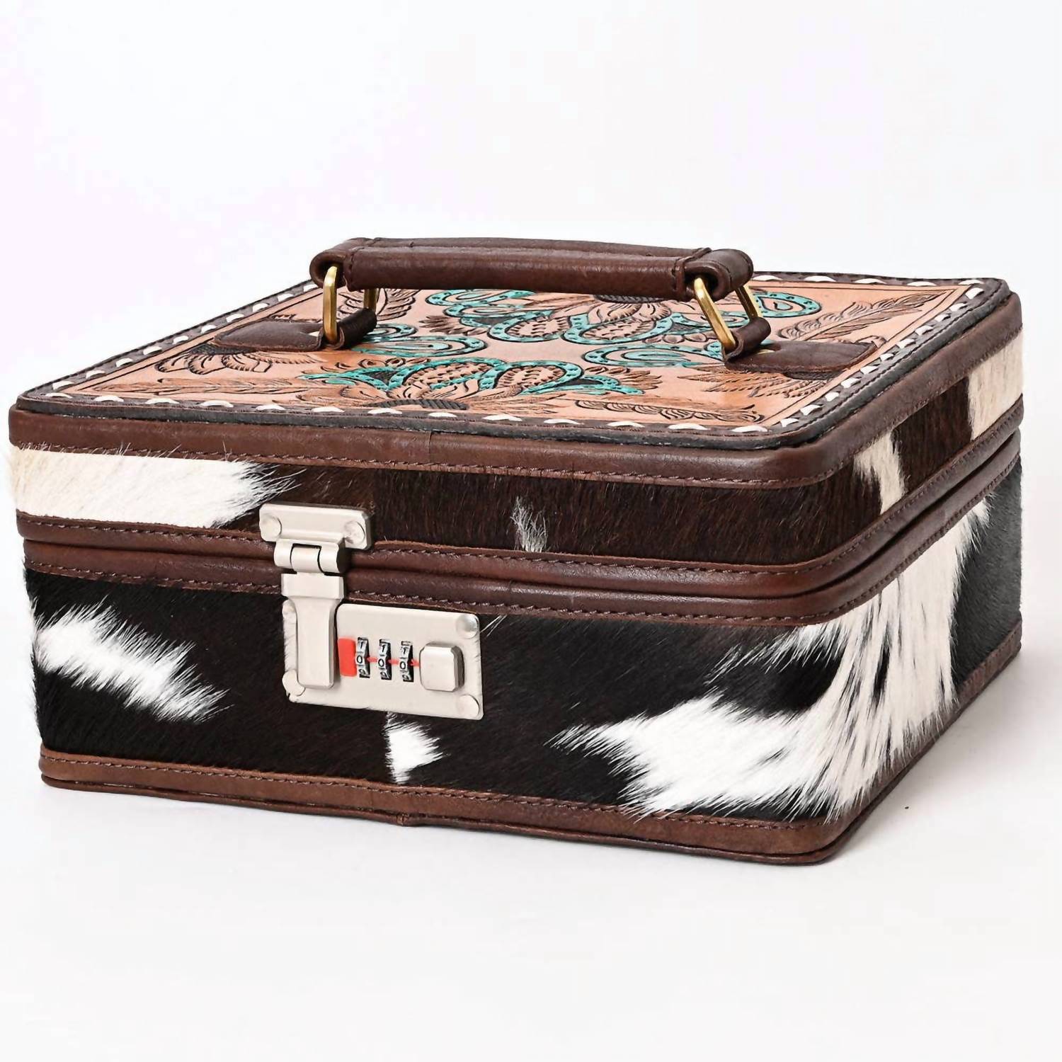 Ls Western - Women's Leather Jewelry Case With Hair-on Cowhide