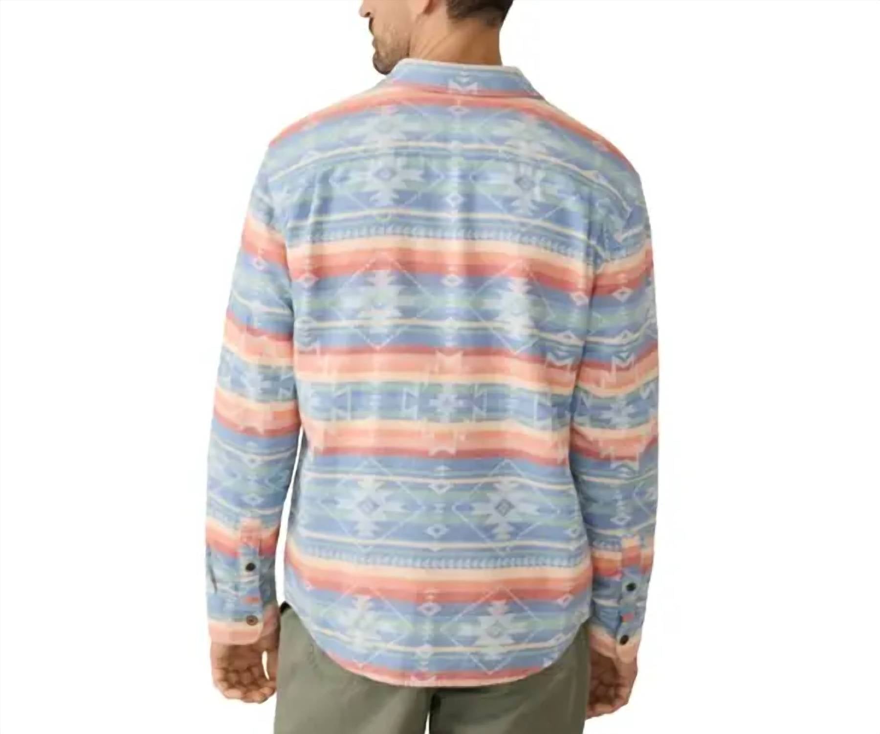 Faherty Doug Good Feather Canyon Overshirt in dusk star glow - men's shirt - detail view