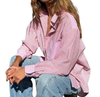 Rose Carmine - Fines Rayures Shirt