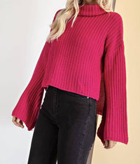 Glam - Barbie Turtle Neck Sweater With Slit At The Sides