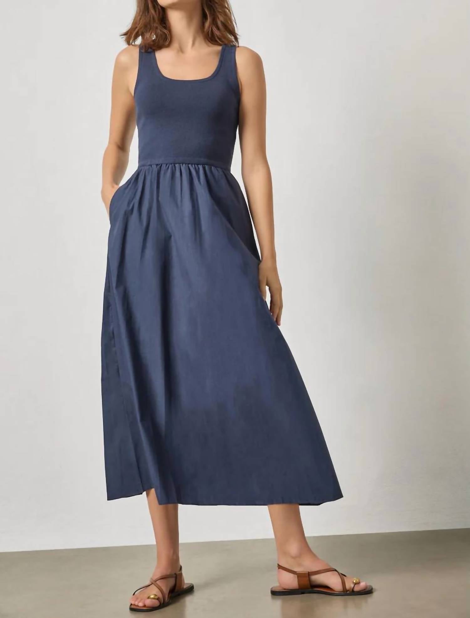 Lilla P - Mixed Media Scoop Neck Dress