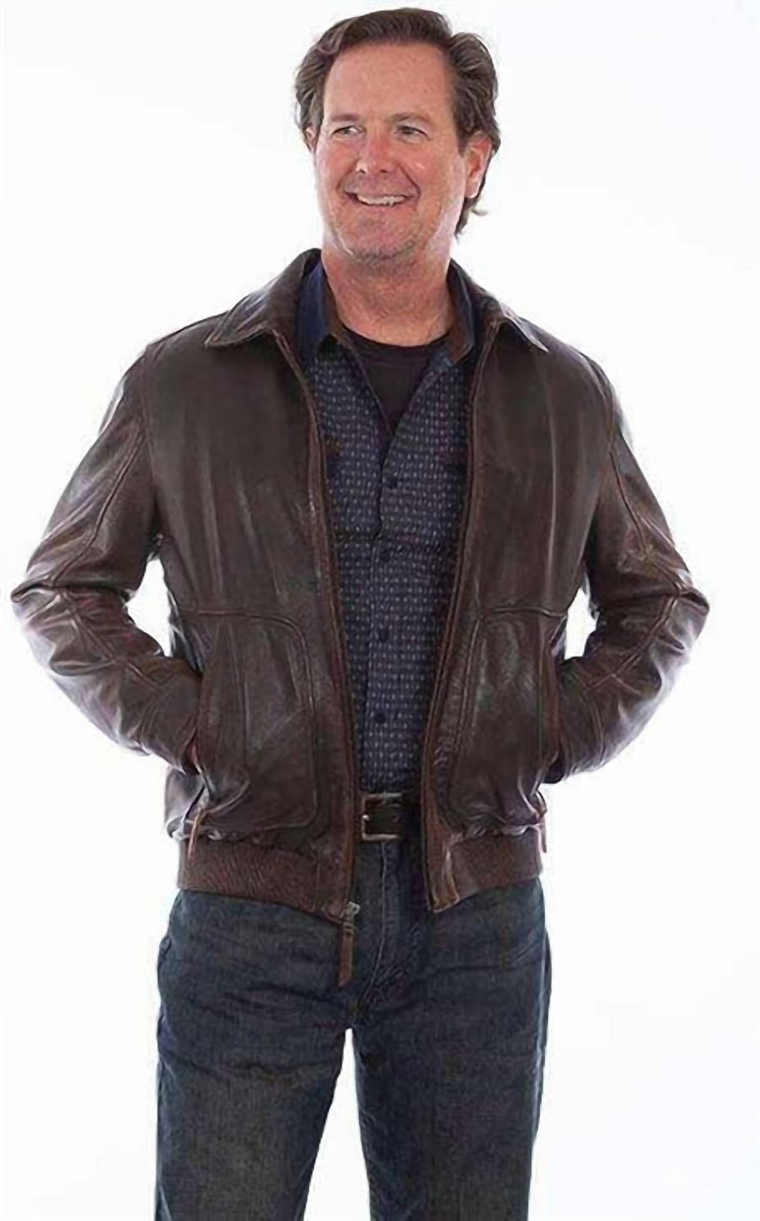 Scully - Dark Rugged Lamb Zip-front Leather Jacket