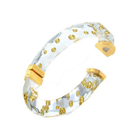 Gold & Honey - Women's Faceted Lucite Bangle With Gold Beads