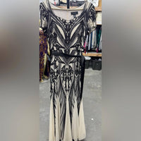 R&M Richards - Sequined Belted Maxi Dress