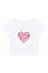 Katie J NYC Girl's Self Love Tee Top in white - kids' t-shirt - alternate view