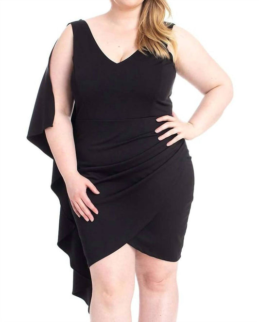 Symphony - Back Shoulder Cape Mini Dress - Plus