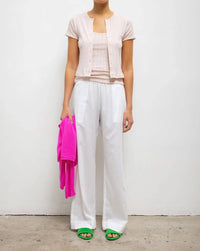 Leset - Pointelle Short Sleeve Cardigan
