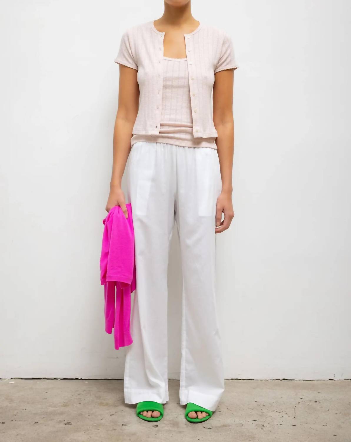 Leset - Pointelle Short Sleeve Cardigan