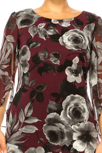 Connected Apparel - Floral Split-sleeve Sheath Dress