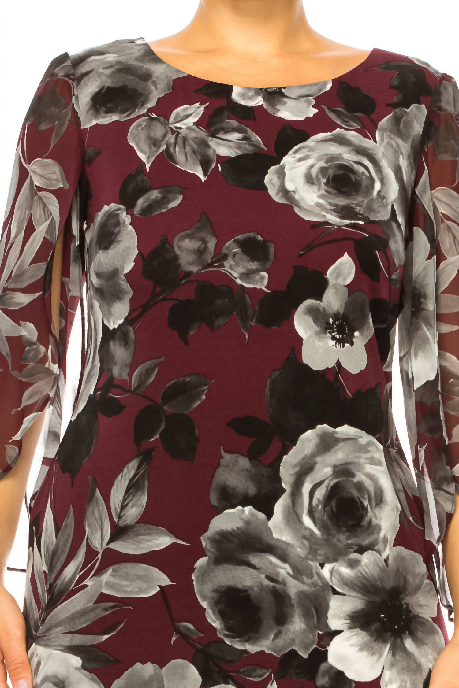 Connected Apparel - Floral Split-sleeve Sheath Dress